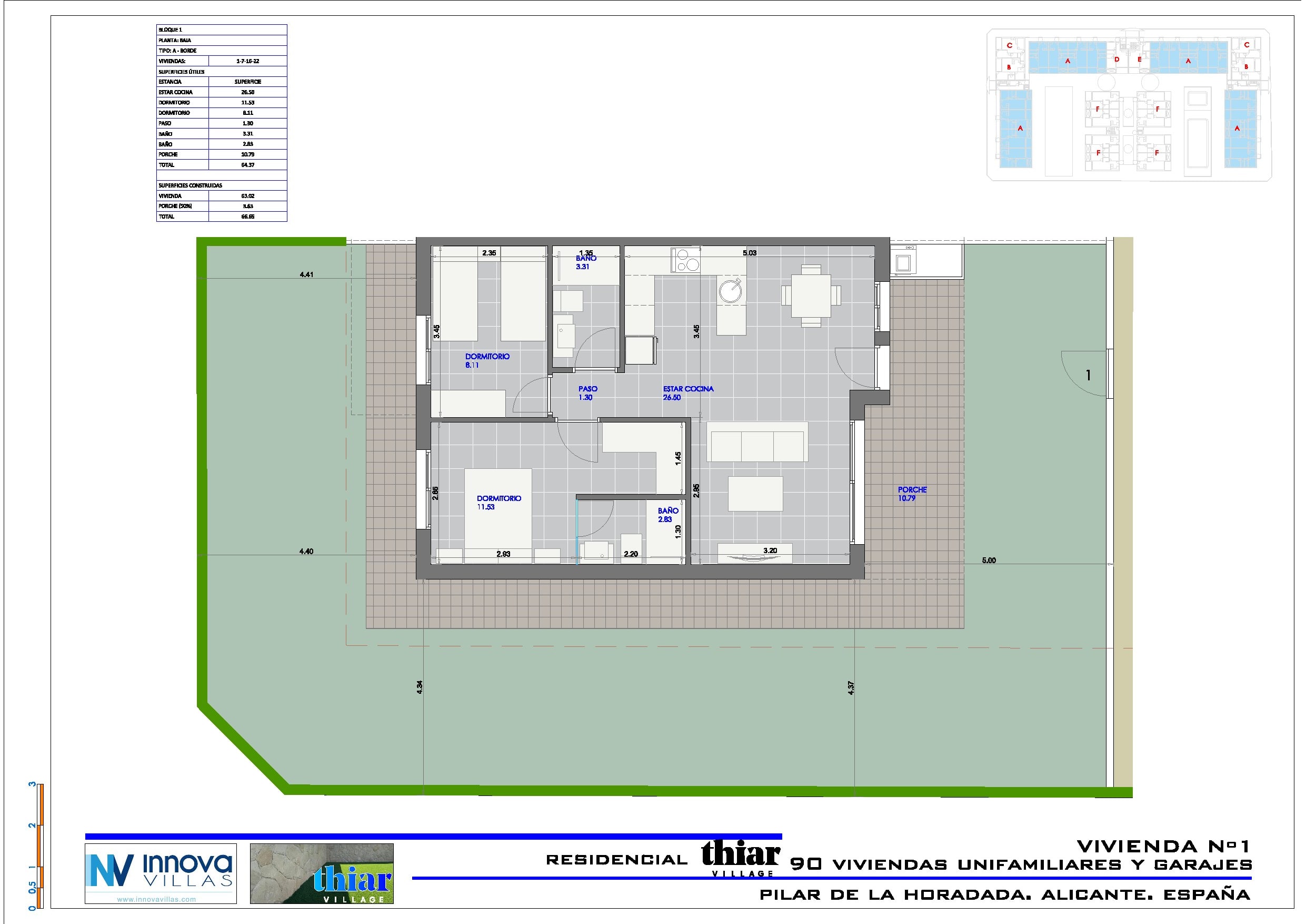 Grundriss eines Apartments in Thiar Village VI